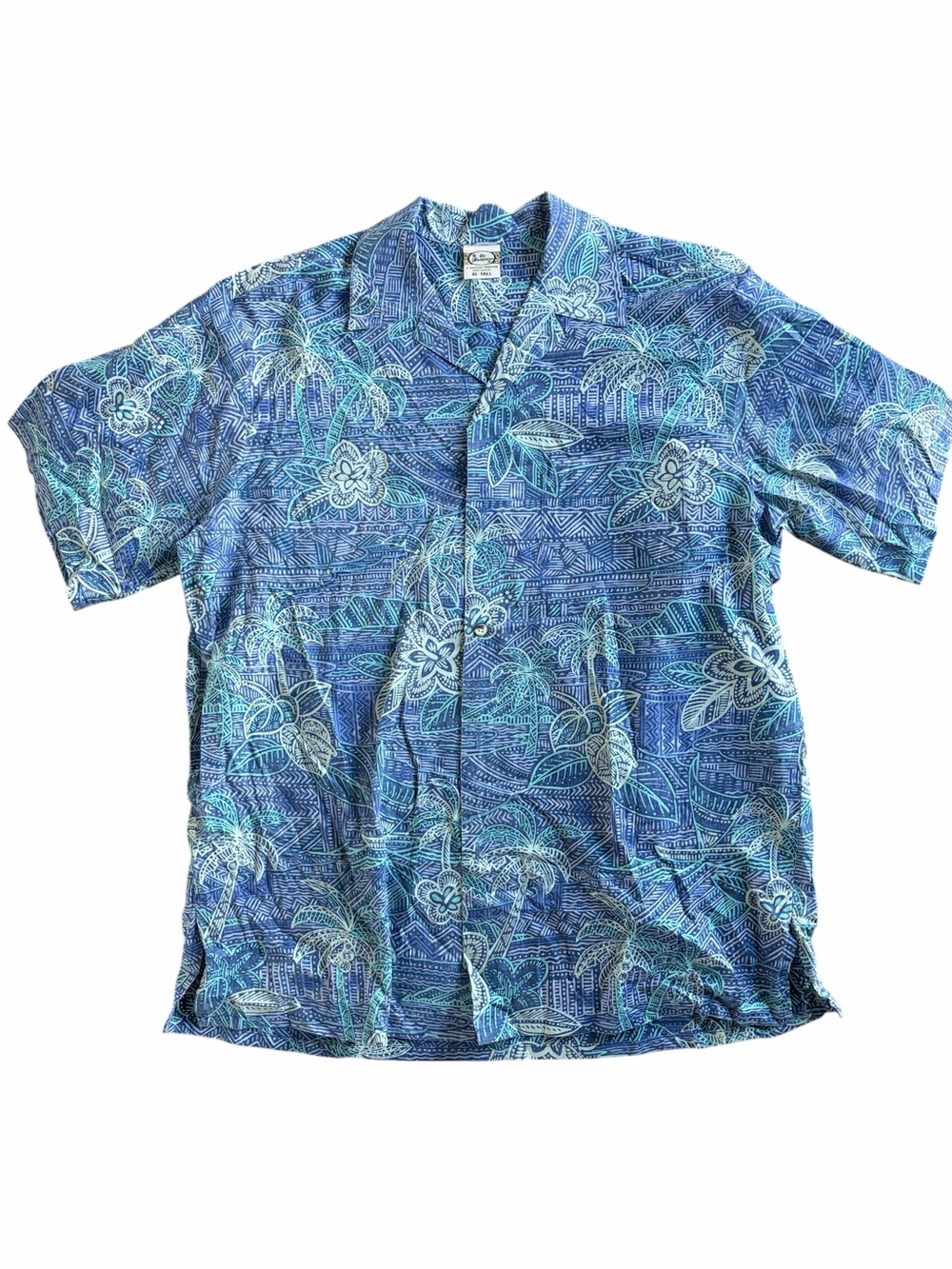 Go Barefoot Mens Traditional Hawaiian Shirt Size XLT Cotton/Rayon Blend